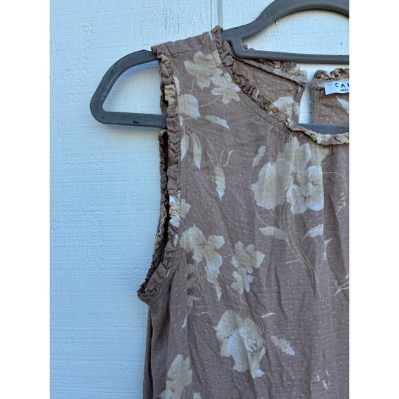 Calista Tiered Midi Dress, Lightweight, Light Brown, Floral, Textured, Sz L - Picture 4 of 6